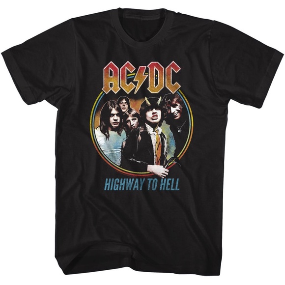 AC/DC Highway To Hell Retro Graphic Black Printed Tshirt Sm-Xl - Picture 1 of 2
